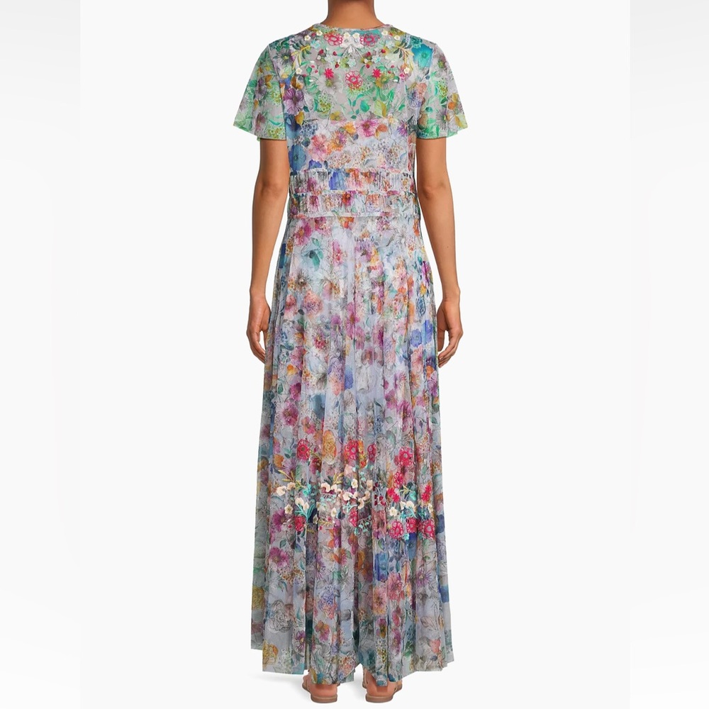 NWT Johnny Was Biya Mazzy Ruched Floral Mesh Maxi Dress size M - Picture 3 of 10